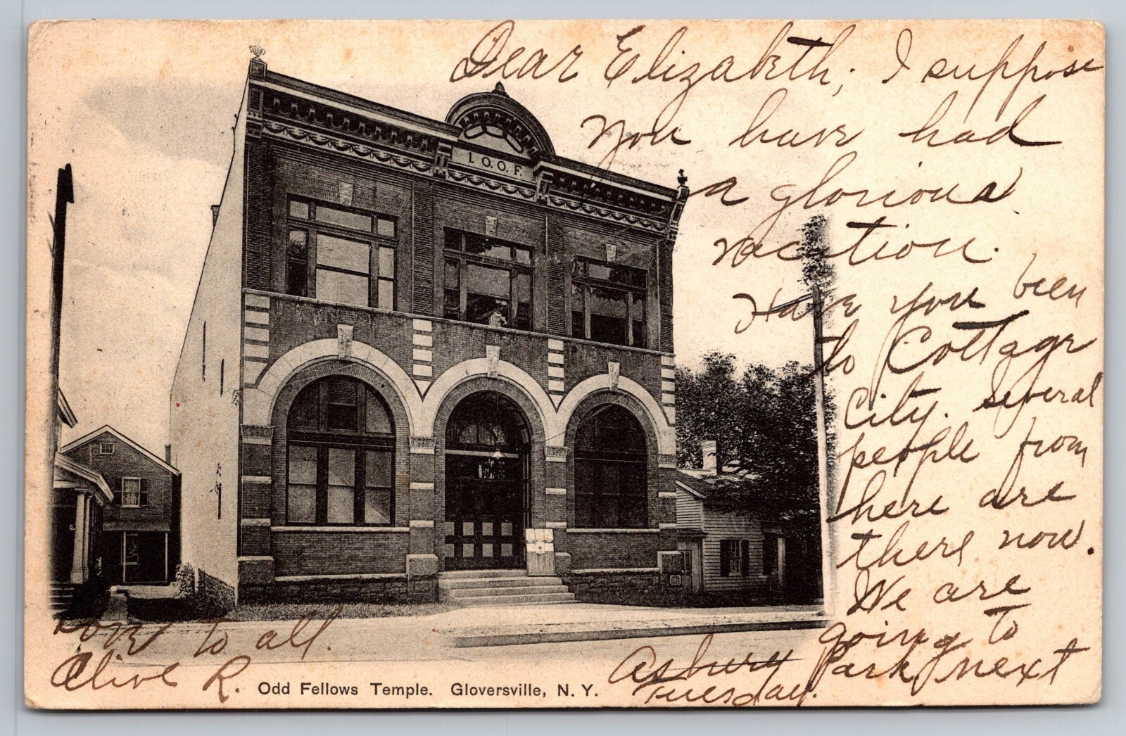 Odd Fellows Temple. 1906 Gloversville, New York Postcard Odd Fellows Temple. 1906 Gloversville, New York Postcard