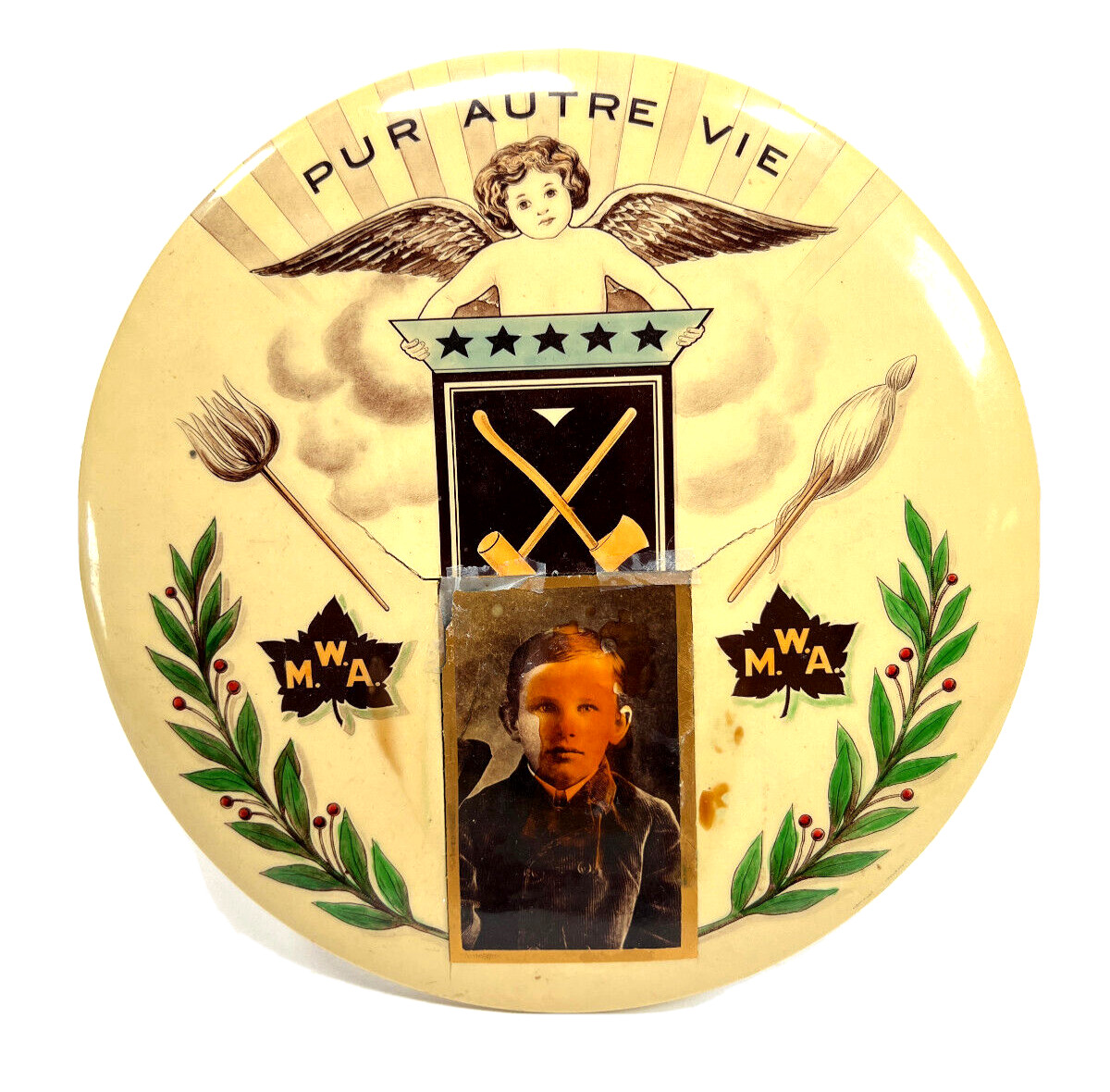 Antique Modern Woodman of American \'Pur Autre Vie\' Lrg Celluloid Photo Frame Antique Modern Woodman of American \'Pur Autre Vie\' Lrg Celluloid Photo Frame