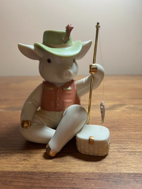 Lenox “Frankie’s First Catch” Porcelain Figure From The Sweet Pigs Collection