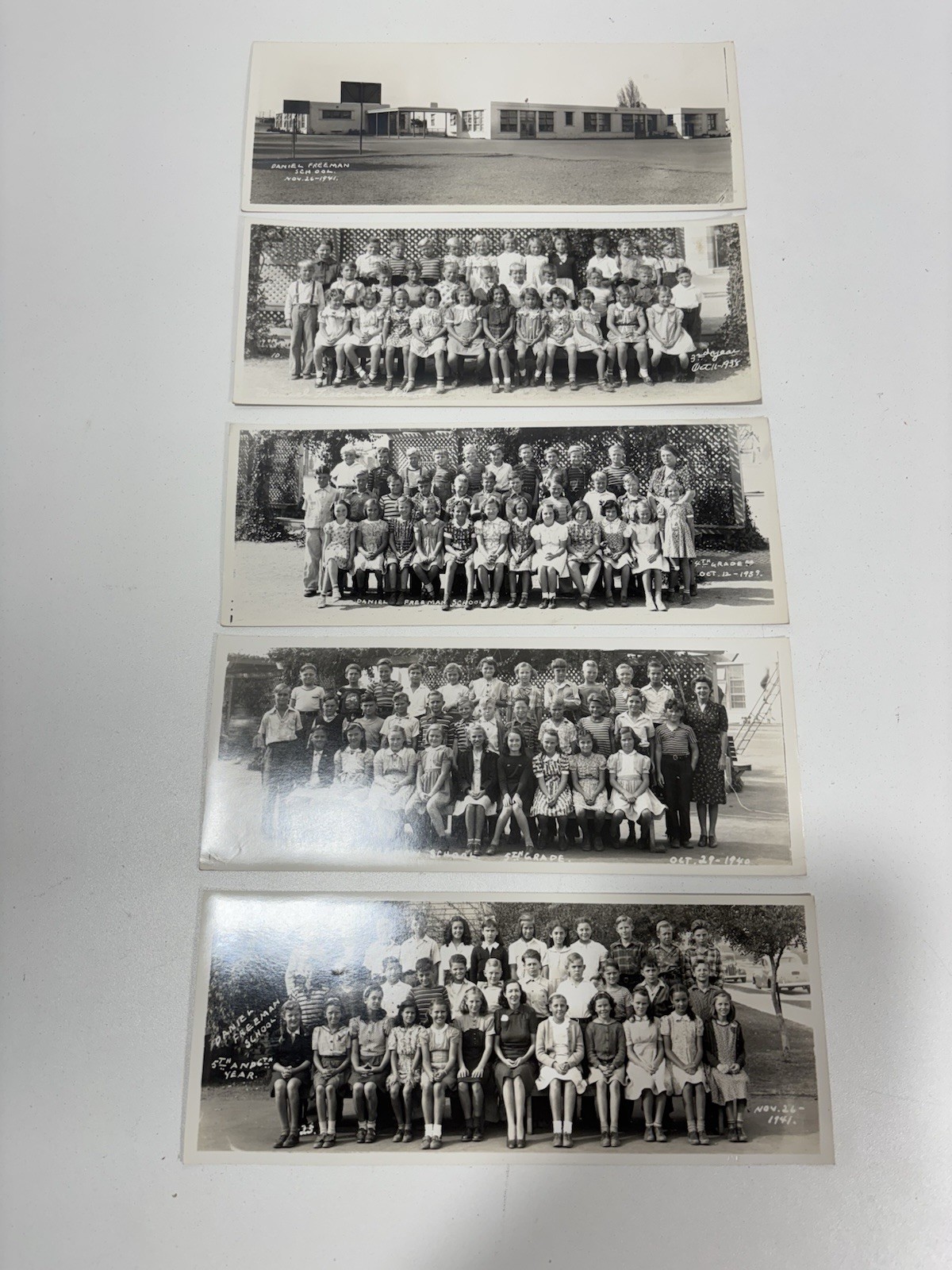 5 Vintage 1938 - 1941 Photos School Children Class Daniel Freeman School
