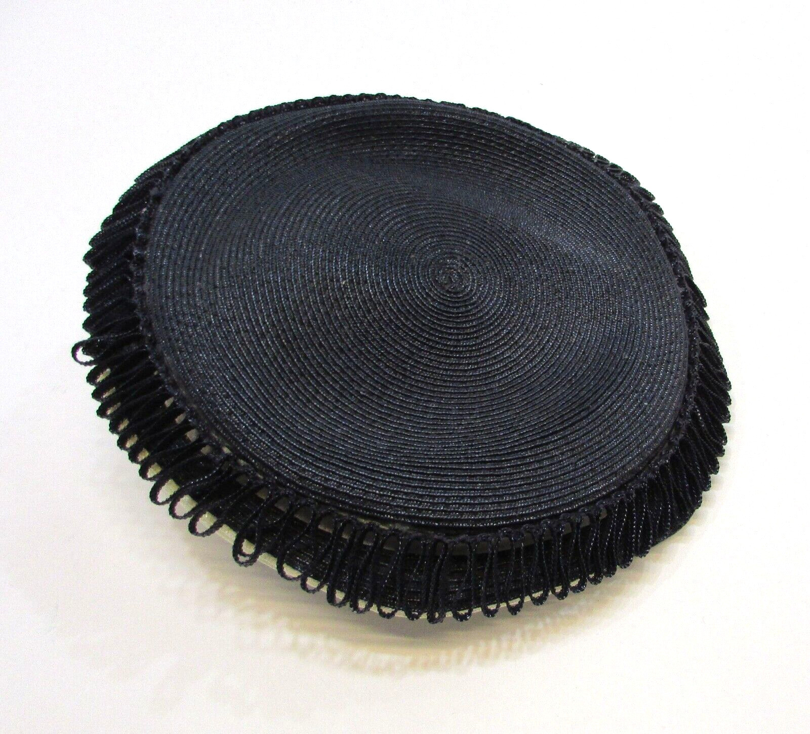 Vintage 1950\'s Black Woven Fringe Women\'s Hat