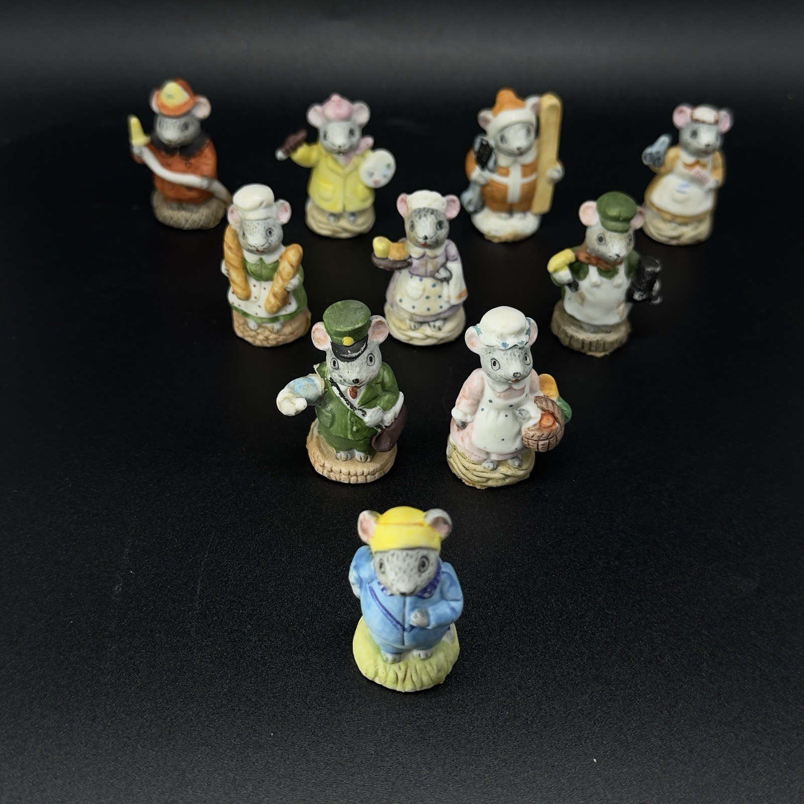 Vintage Russ Ceramic Miniature Mouse Figurines Figures Lot of 10