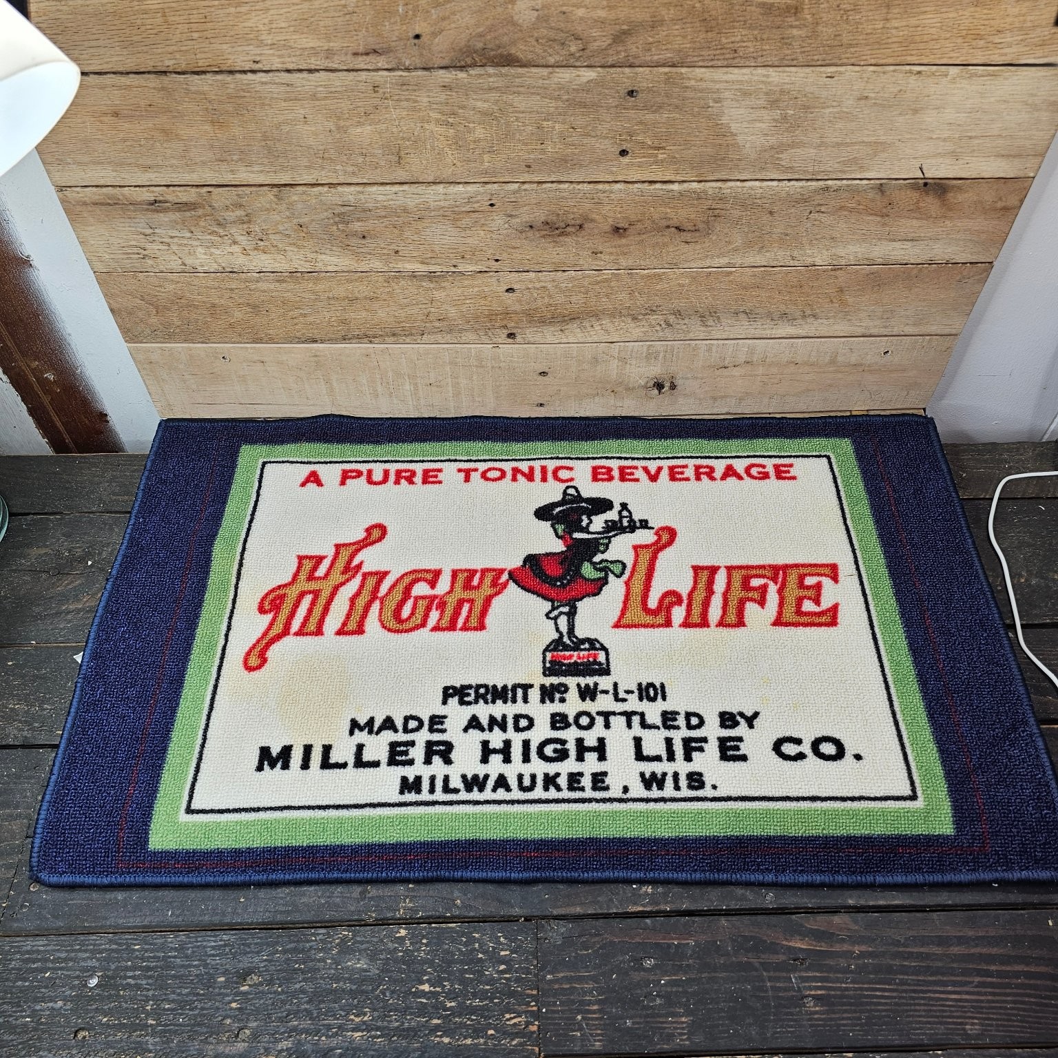 Vintage Miller High Life Girl Bar Floor Mat Rug Breweriana Milwaukee Beer Ad Vintage Miller High Life Girl Bar Floor Mat Rug Breweriana Milwaukee Beer Ad