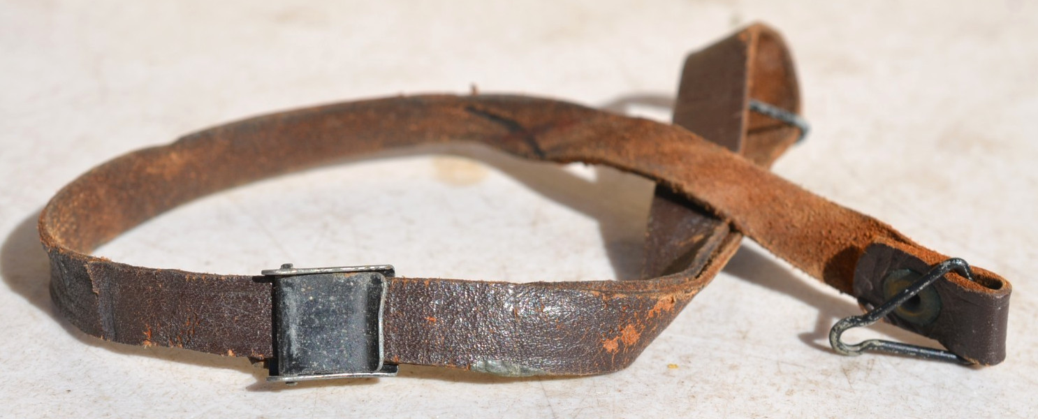 SALTY US M1 HELMET LINER LEATHER CHINSTRAP DOT MAKER STAMP LATE WW2 - KOREA 2