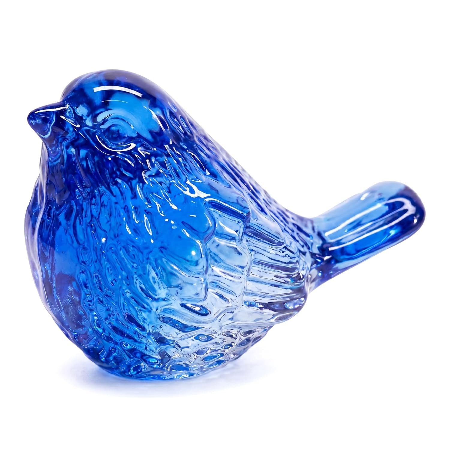 Blue Hand Blown Glass Bird Figurine Collectible Decor Art Glass Bird Sculpture