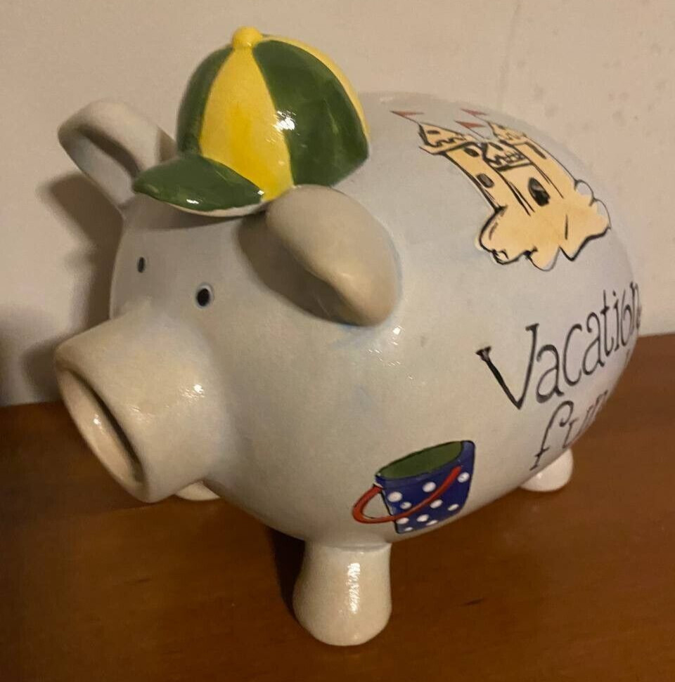 Porcelain Blue PIG PIGGY BANK Money Box Vacation fund Porcelain Blue PIG PIGGY BANK Money Box Vacation fund