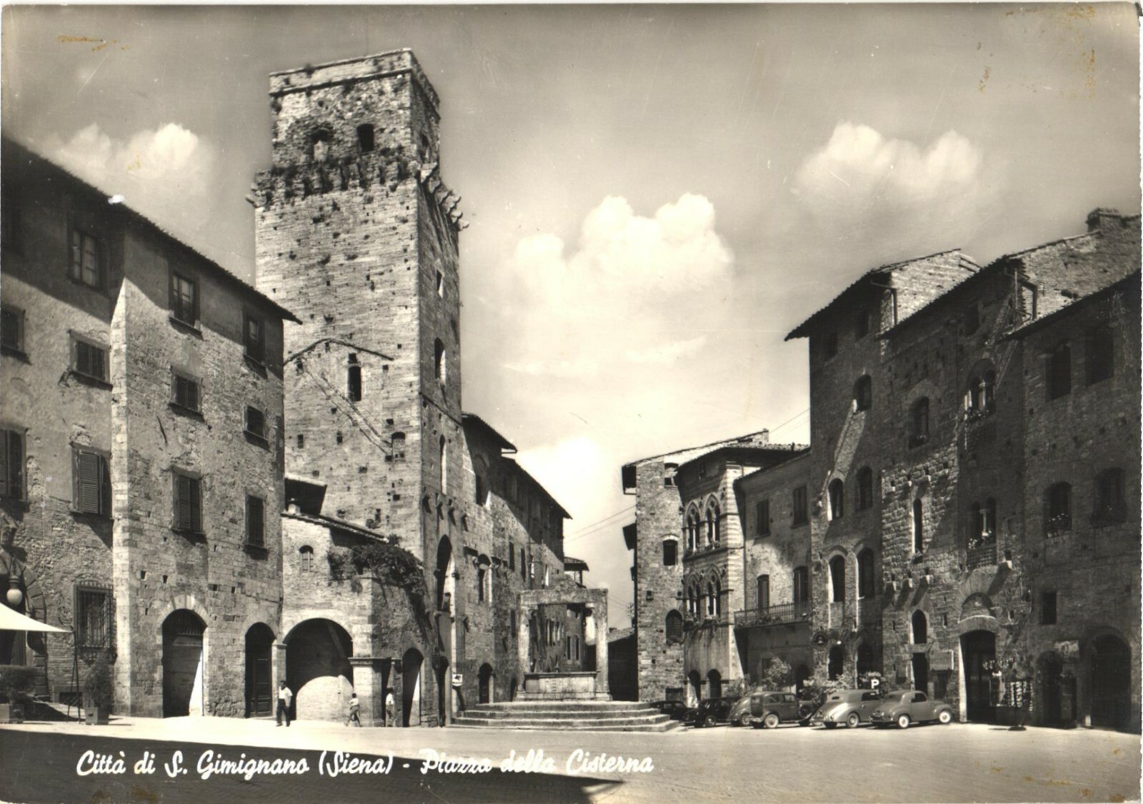 San Gimignano Italy Piazza della Cisterna RPPC Real Photo Postcard c1950s Unused San Gimignano Italy Piazza della Cisterna RPPC Real Photo Postcard c1950s Unused