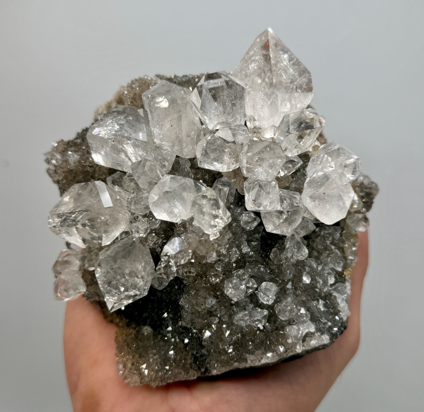 Large Herkimer Diamond Gems Perched on Druzy Matrix, World-Class Specimen