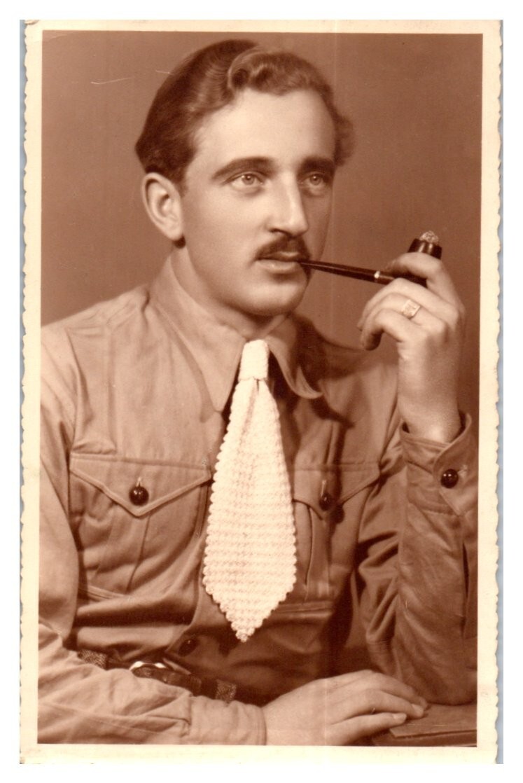 Elegant Young Man Smoking Pipe 1920\'s RPPC Photo Postcard