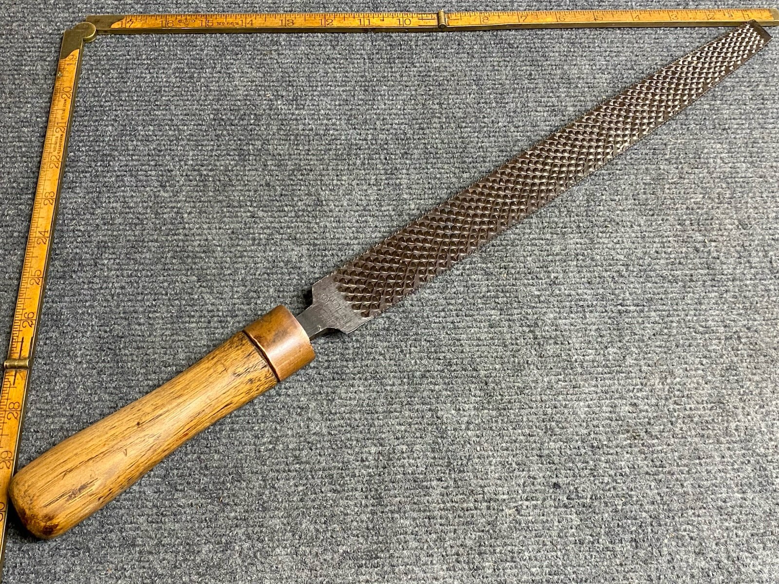 Vintage Nicholson 14” Half Round Wood Rasp With Custom Wooden Handle USA 
