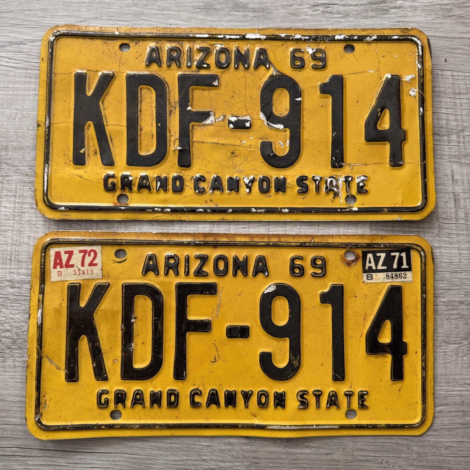 1969-72 ARIZONA AZ LICENSE PLATE TAG “KDF-914” – ANTIQUE, Vintage; Grand Canyon 1969-72 ARIZONA AZ LICENSE PLATE TAG “KDF-914” – ANTIQUE, Vintage; Grand Canyon