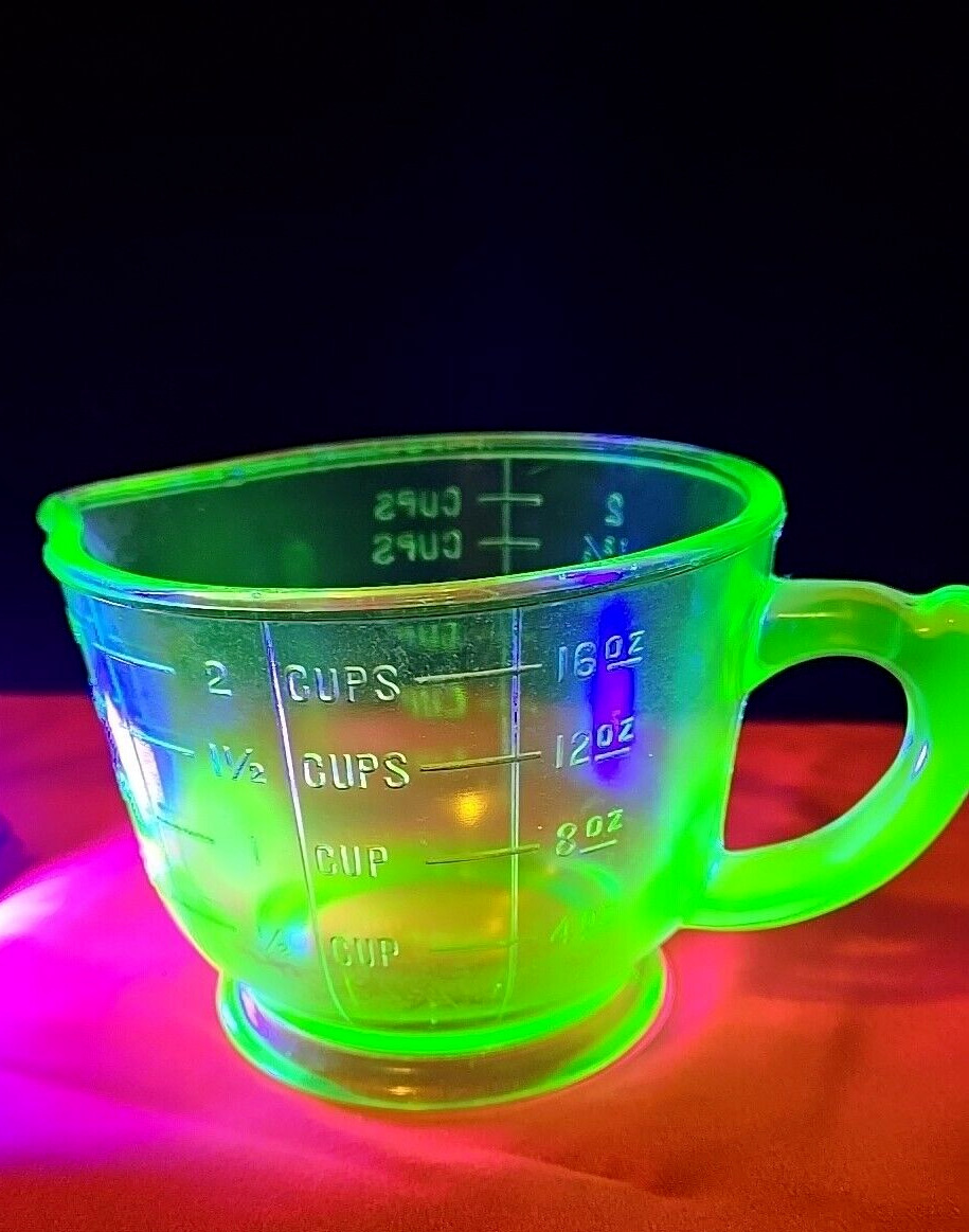Vintage Green Uranium Depression Glass  Measuring 2 Cup