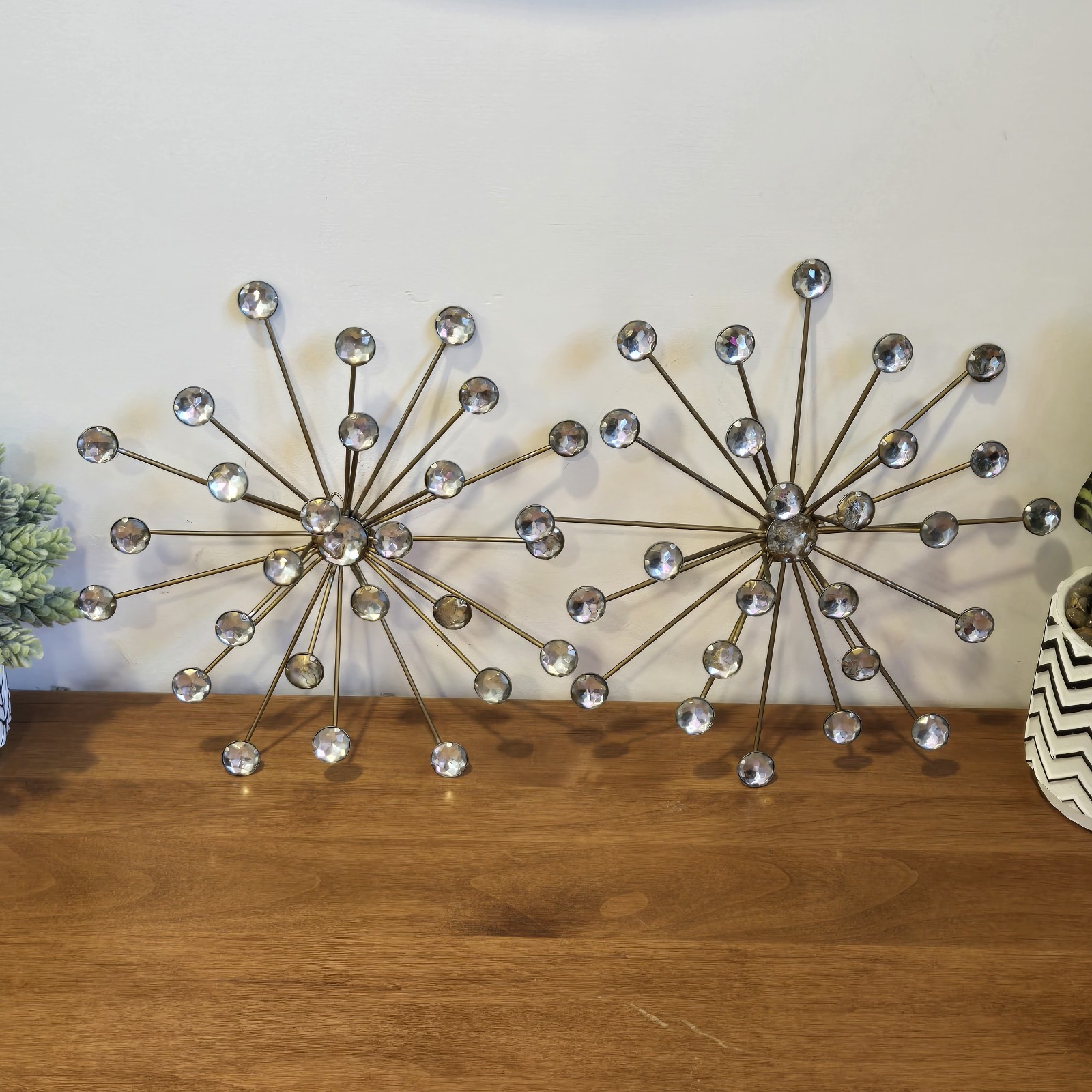 2 Vtg MCM SUNBURST WALL ART SCULPTURE 9.5\