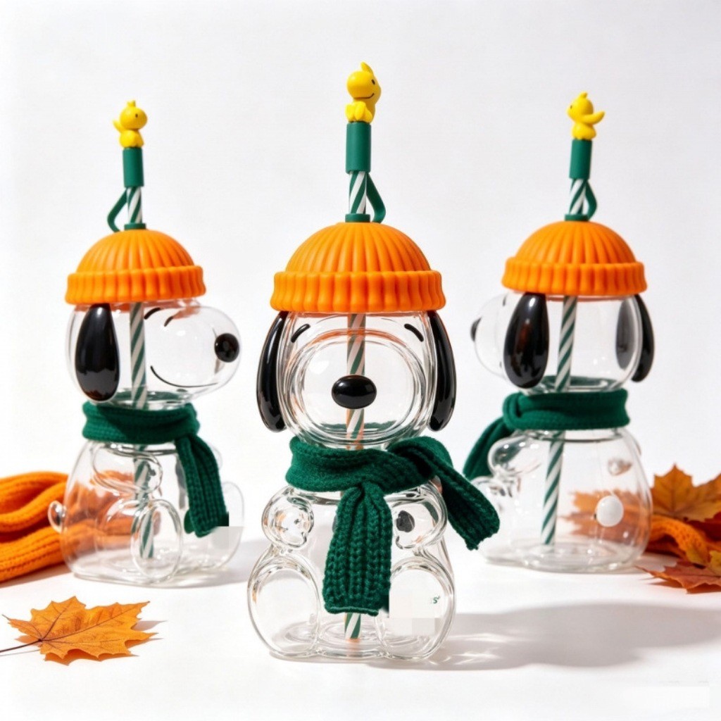 In stock Hot Selling 2026 Snoopy X Starbucks Glass Cold Cup Fan Made