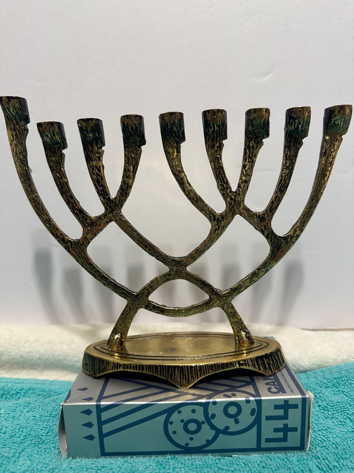 Vintage Menorah Hanukkah Candelabra Brass 9 Candles Brutalist Tree Of Life Vintage Menorah Hanukkah Candelabra Brass 9 Candles Brutalist Tree Of Life
