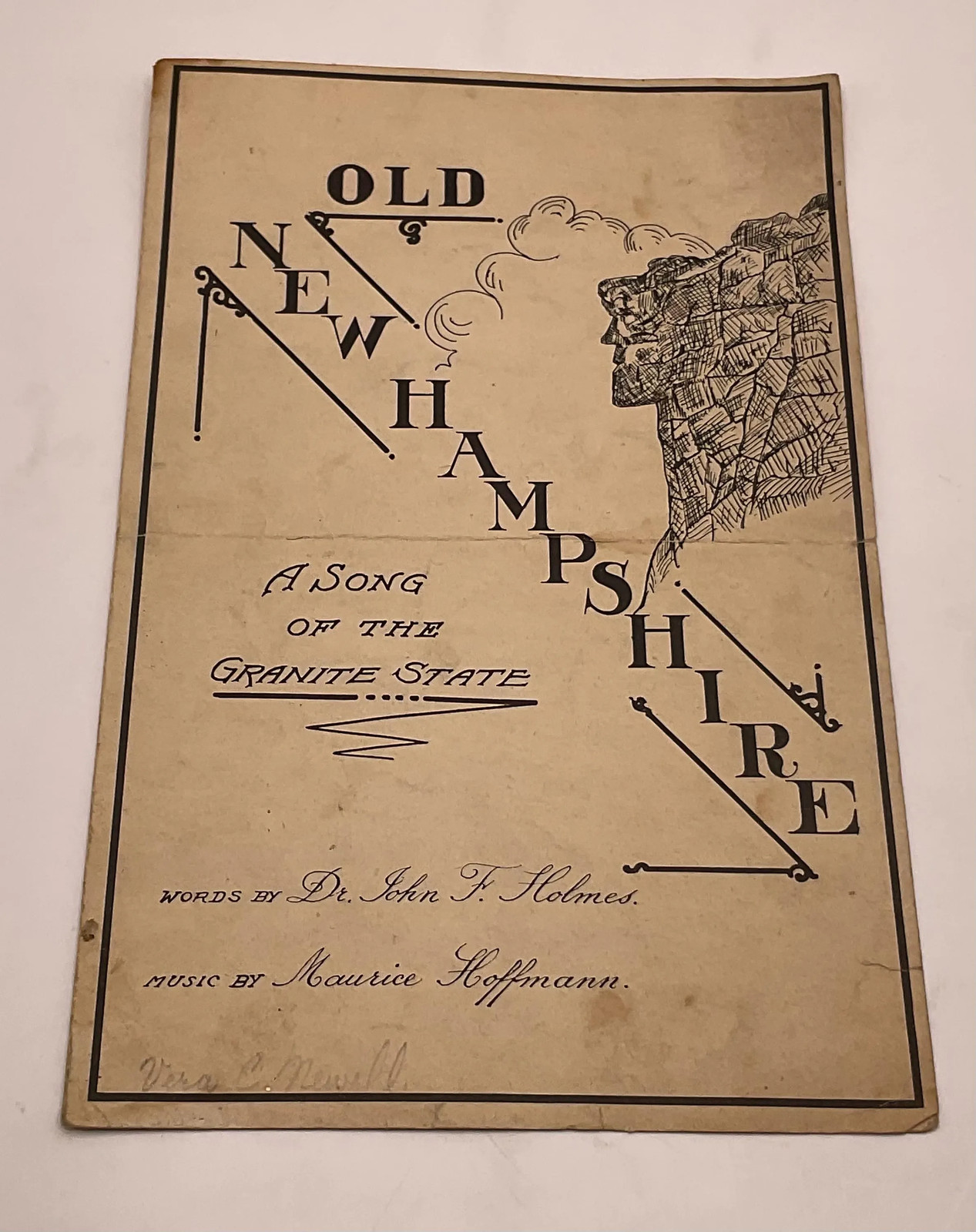 1926 First Edition Old New Hampshire Sheet Music Old Man of the Mountain Franco