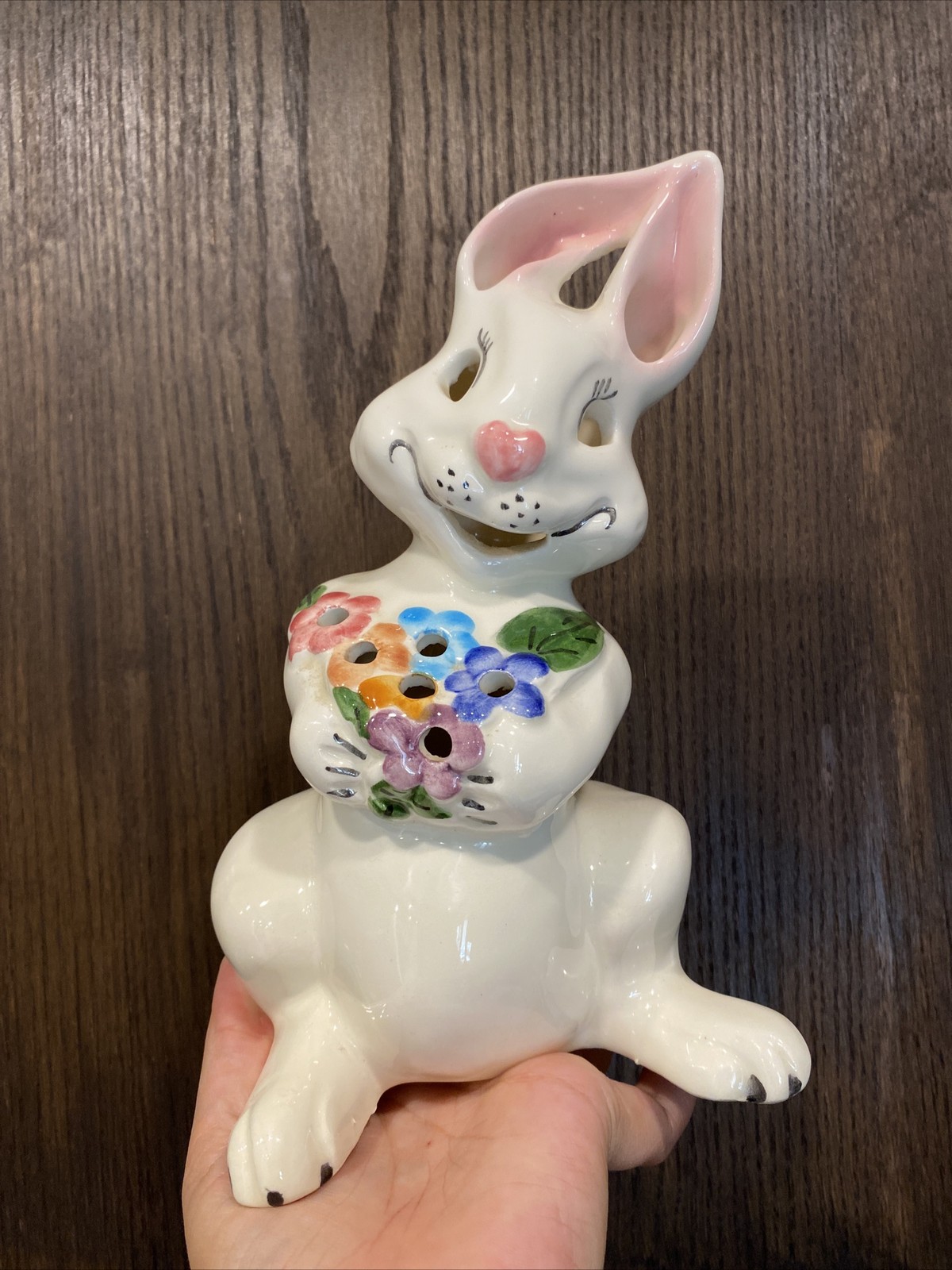 Vintage Hand Painted McCoy Pottery Limited McLights Retro Easter Rabbit~ Look