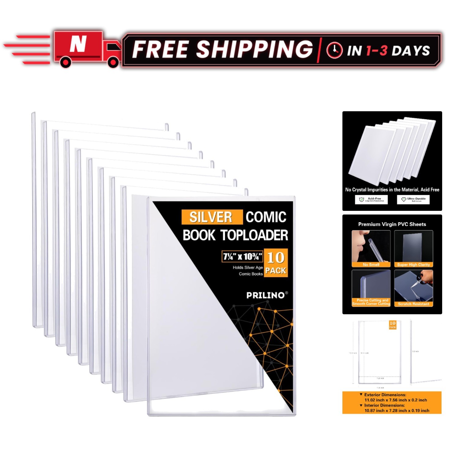 Versatile 10ct Comic Book Toploaders - Secure, Clear Holders For Collections