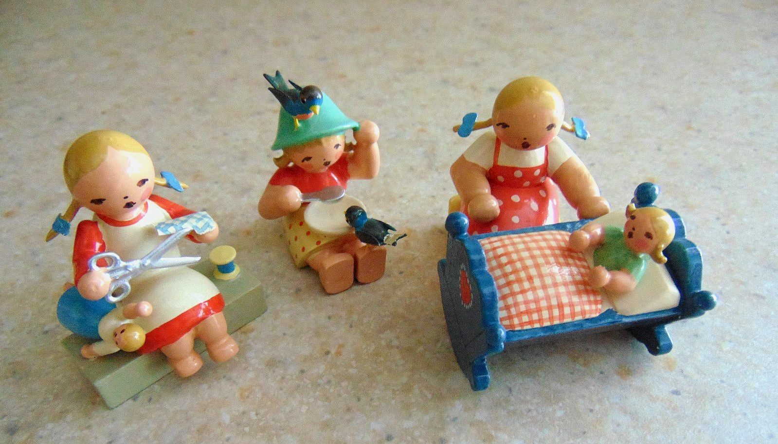 Vtg Expertic Wendt Kuhn Erzgebirge Figurines/4 Total-All Marked/Made in Germany