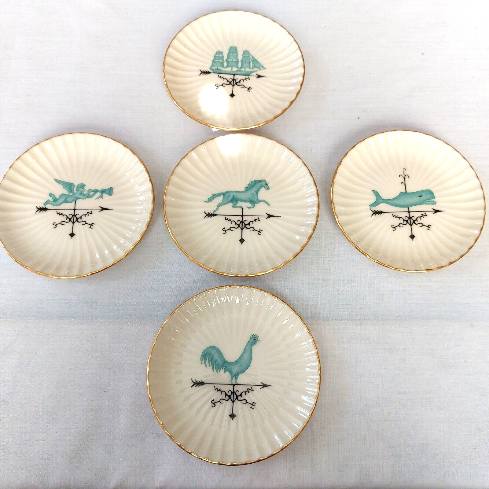 Lot 5 Vintage Lenox Weathervane Collection Coaster Mini Plate USA Rooster, Angel Lot 5 Vintage Lenox Weathervane Collection Coaster Mini Plate USA Rooster, Angel
