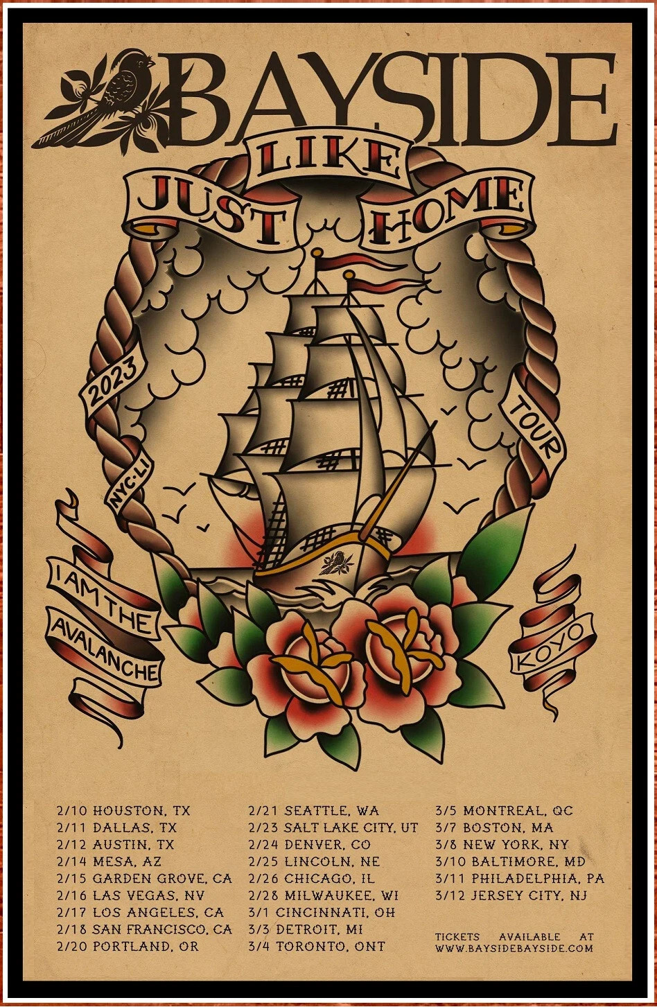 BAYSIDE Just Like Home Tour 2023 Ltd Ed RARE Tour POSTER | FRAME & SIZE OPTION BAYSIDE Just Like Home Tour 2023 Ltd Ed RARE Tour POSTER | FRAME & SIZE OPTION