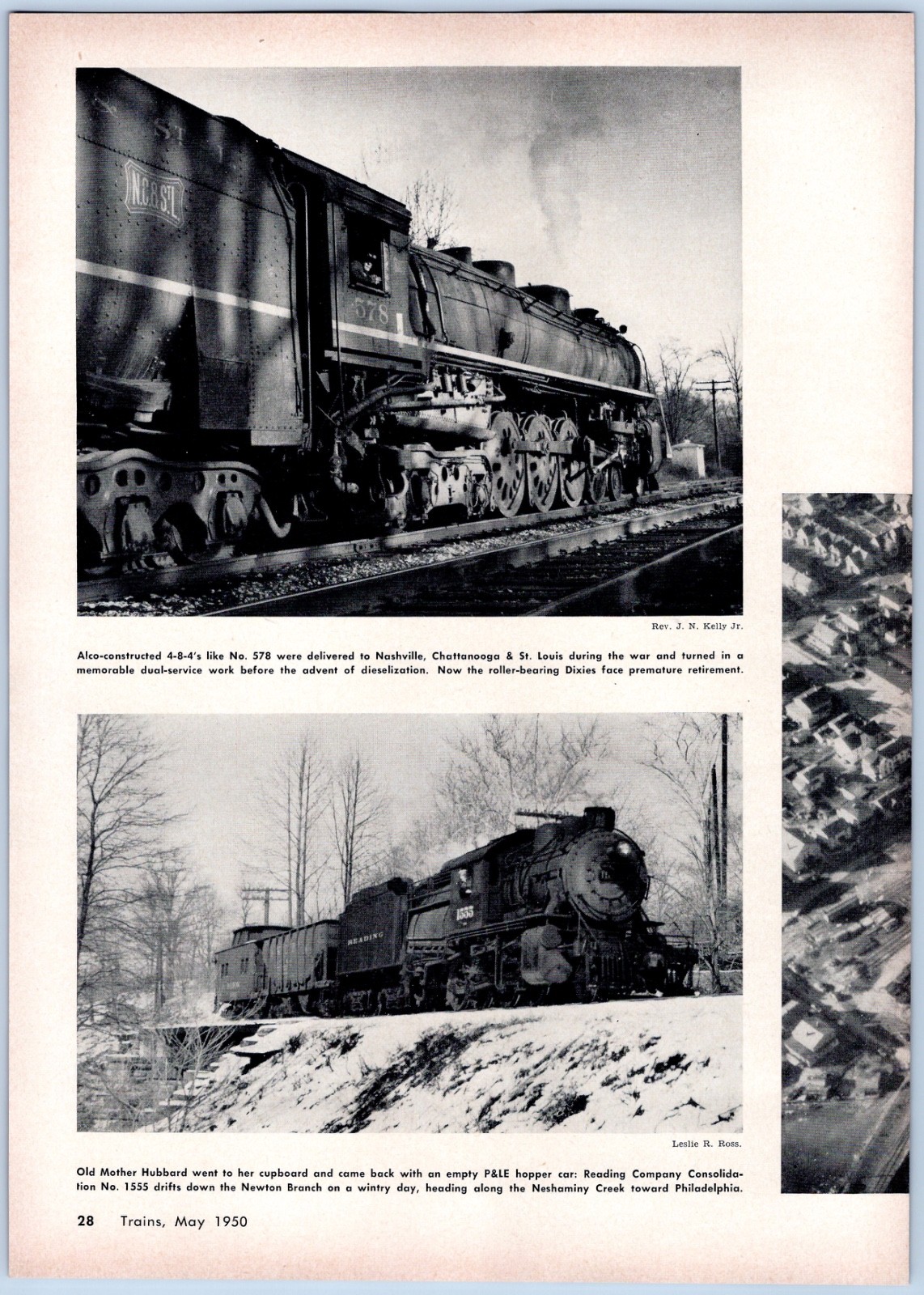 1950 Article - Nashville Chattanooga & St Louis #578 Steam 4-8-4 Locomotive