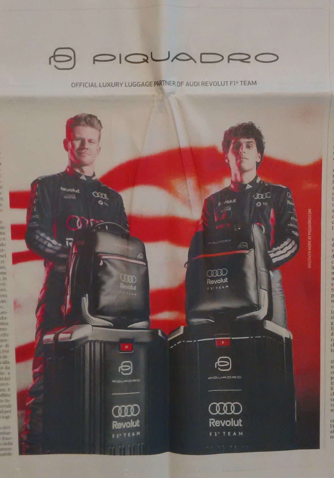 PIQUADRO AUDI F1 HULKENBERG BORTOLETO ADVERTISING ADVERTISING ADVERTISING CLIPPING