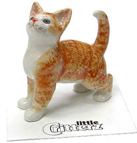 ➸ LITTLE CRITTERZ Cat Miniature Figurine Orange Tabby Cat Kitten Ginger 