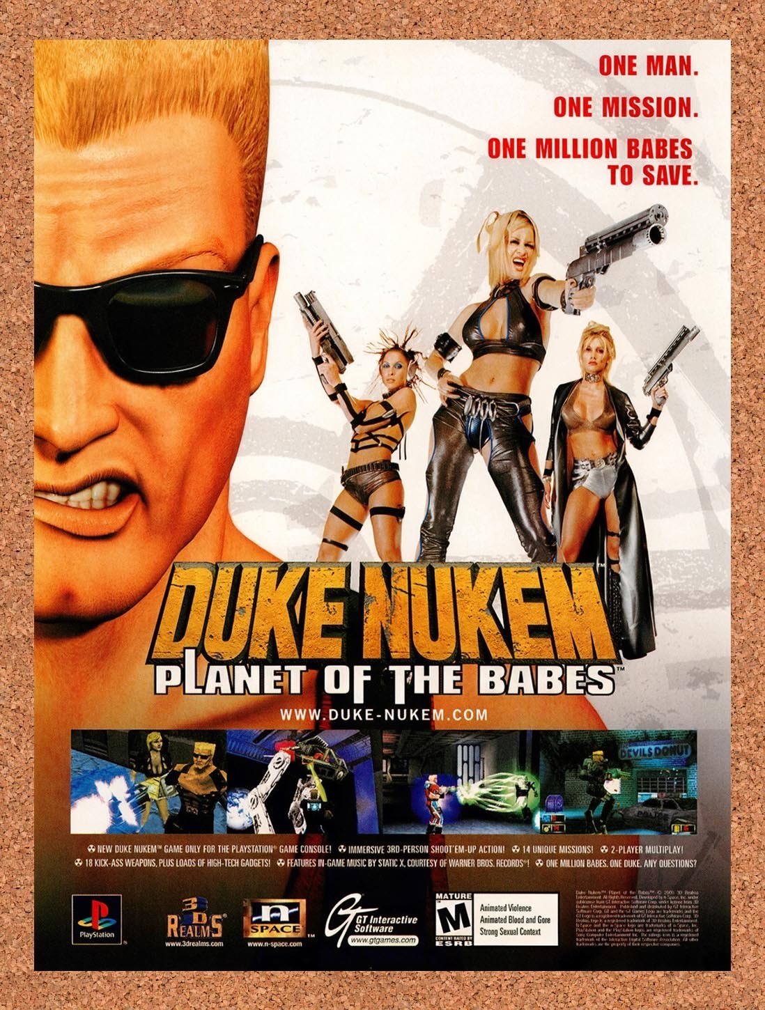 2000 Duke Nukem Planet Of The Babes PS1 Original Advertisement / Retro Promo v2 2000 Duke Nukem Planet Of The Babes PS1 Original Advertisement / Retro Promo v2