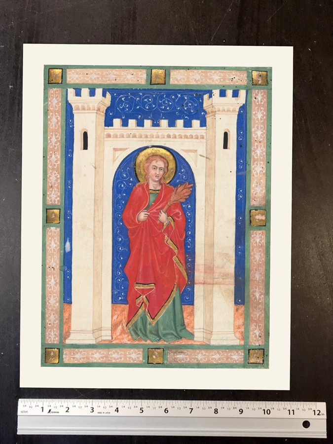 Saint Susanna, medieval manuscript Catholic art print 11x14