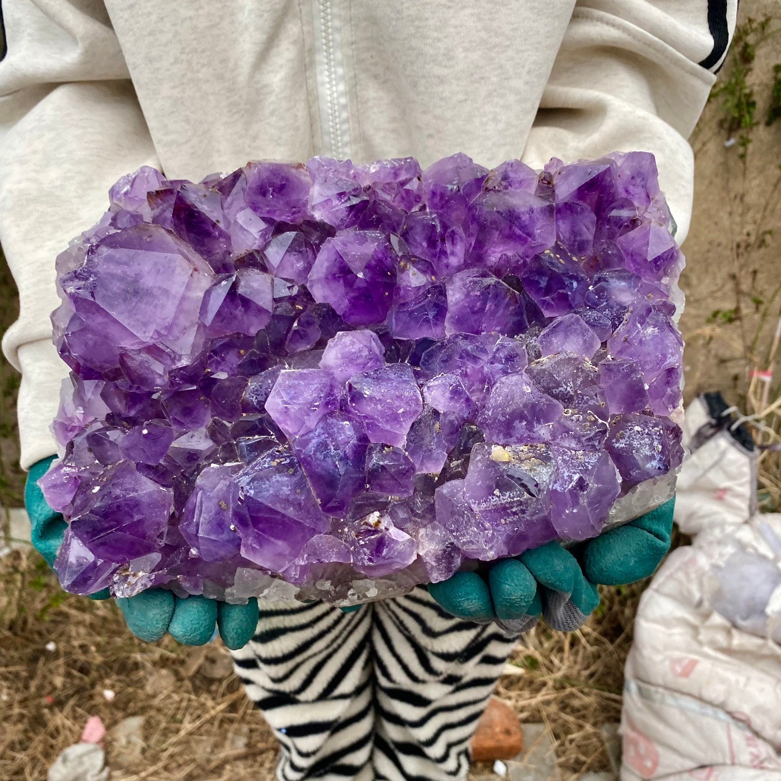 15.21LB Large Natural Amethyst geode quartz cluster crystal specimen Healing