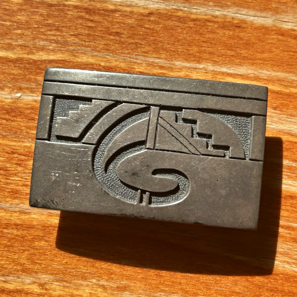 Vintage Hopi Guild Sterling Silver Overlay Belt Buckle Native American Signed