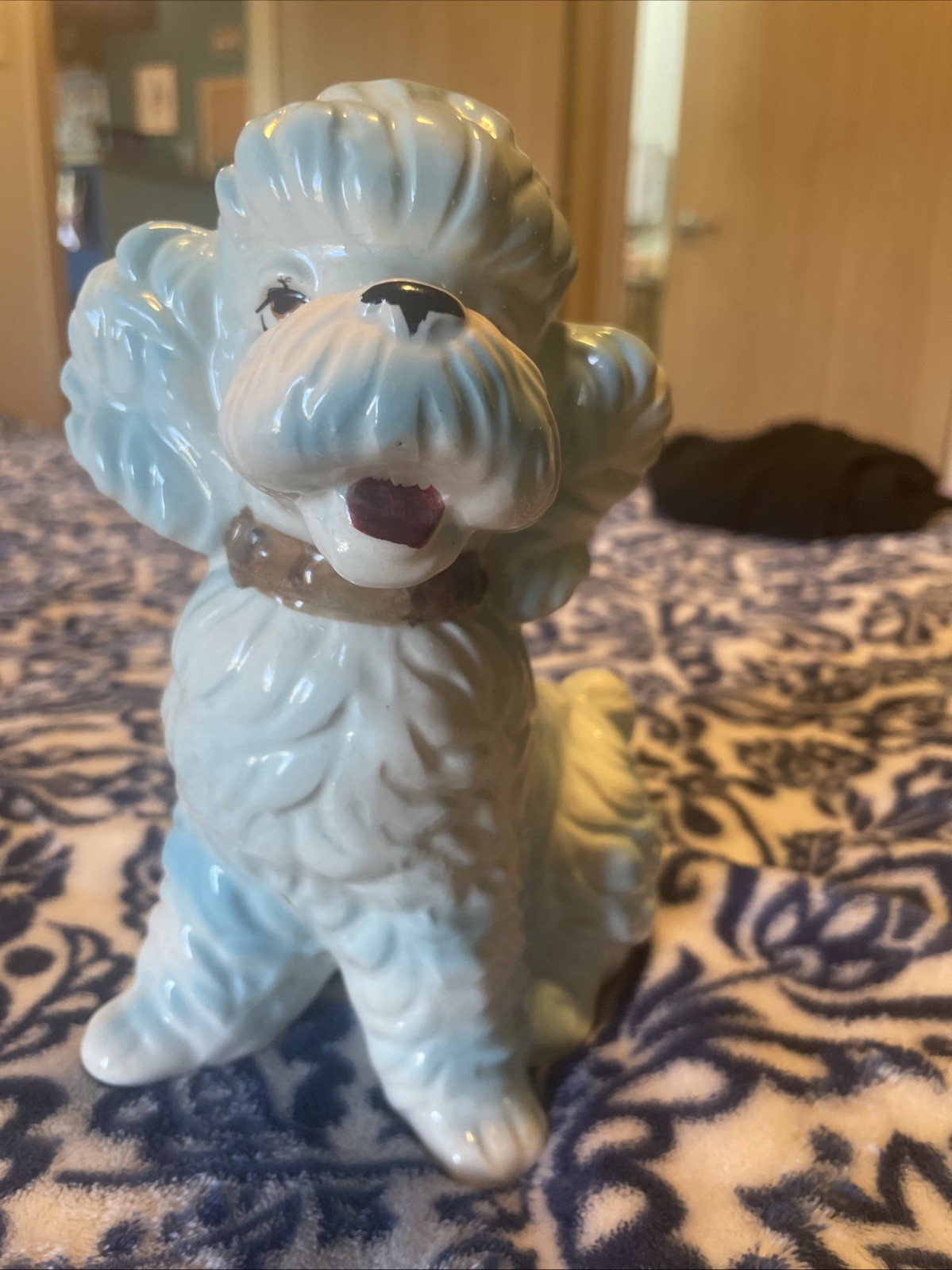 Blue Poodle Ceramic Vintage From The 1950SL 7 Inches And A Half