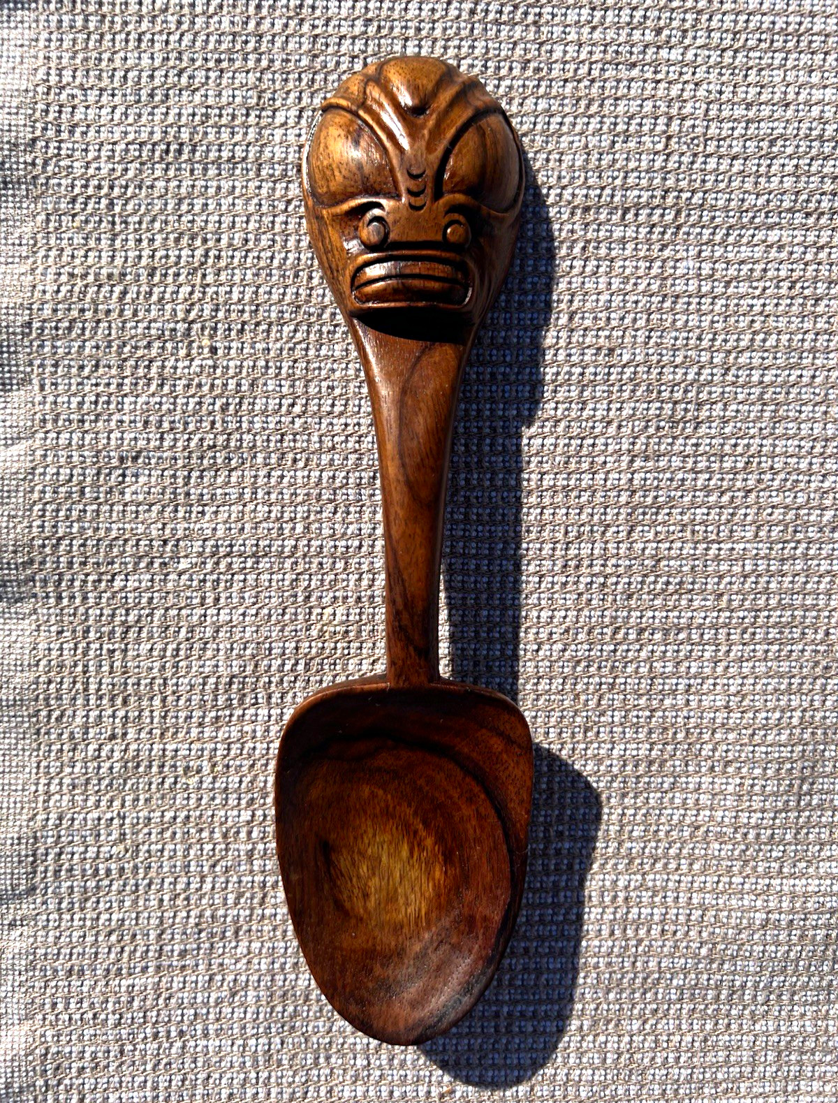 Vintage Mid-Century Hand Carved Wooden Tiki Maori Spoon Monkey Pod Art Decor MCM Vintage Mid-Century Hand Carved Wooden Tiki Maori Spoon Monkey Pod Art Decor MCM