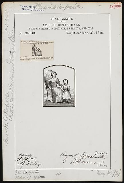 Photo:Amos H. Gottschall 1896 Trade Mark Medical Compounds Woman Child