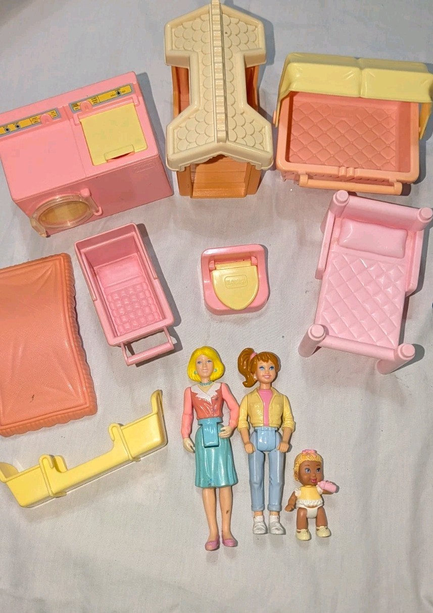 Vintage Playskool Dollhouse Furniture Accessories & Family Figures Mixed Toy Lot