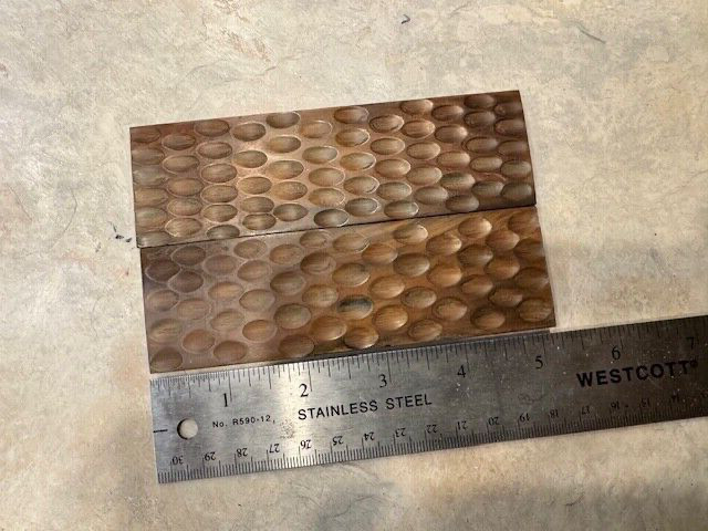 BEAUTIFUL BROWN BUFFALO HORN KNIFE HANDLE MATERIAL W/ INDENTIONS BLANK SCALES