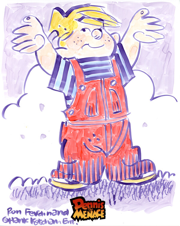 RON FERDINAND SIGNED 8x10 PHOTO ORIGINAL ART DENNIS THE MENACE ARTIST BECKETT