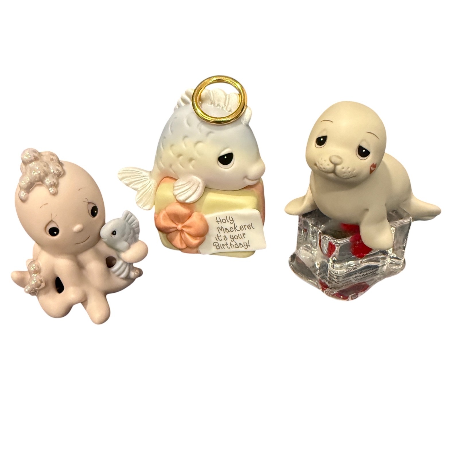 VTG 2000s Enesco Precious Moments Figurines Seal Fish Octopus LOT