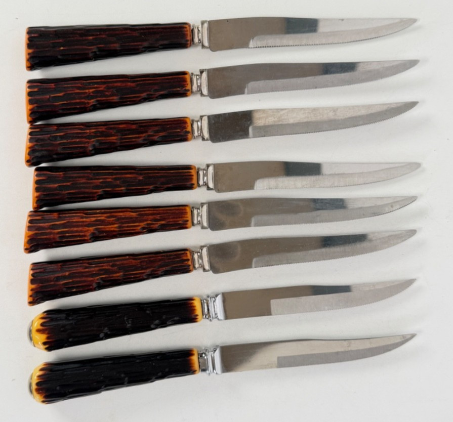6 Vtg Stainless Steak Knives Forgecraft Bakelite Handles Washington Forge +2 6 Vtg Stainless Steak Knives Forgecraft Bakelite Handles Washington Forge +2