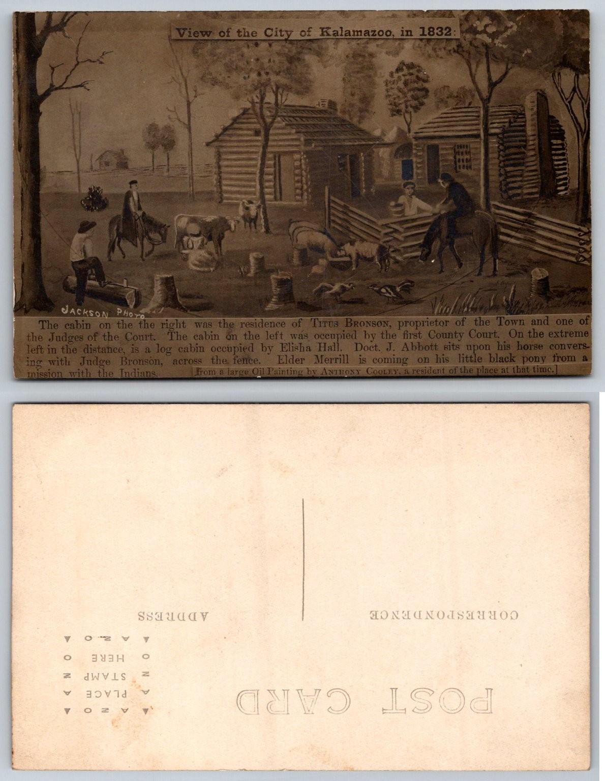 Kalamazoo Michigan 1832 Pioneer Settlement Log Cabins Jackson Photo Postcard Kalamazoo Michigan 1832 Pioneer Settlement Log Cabins Jackson Photo Postcard