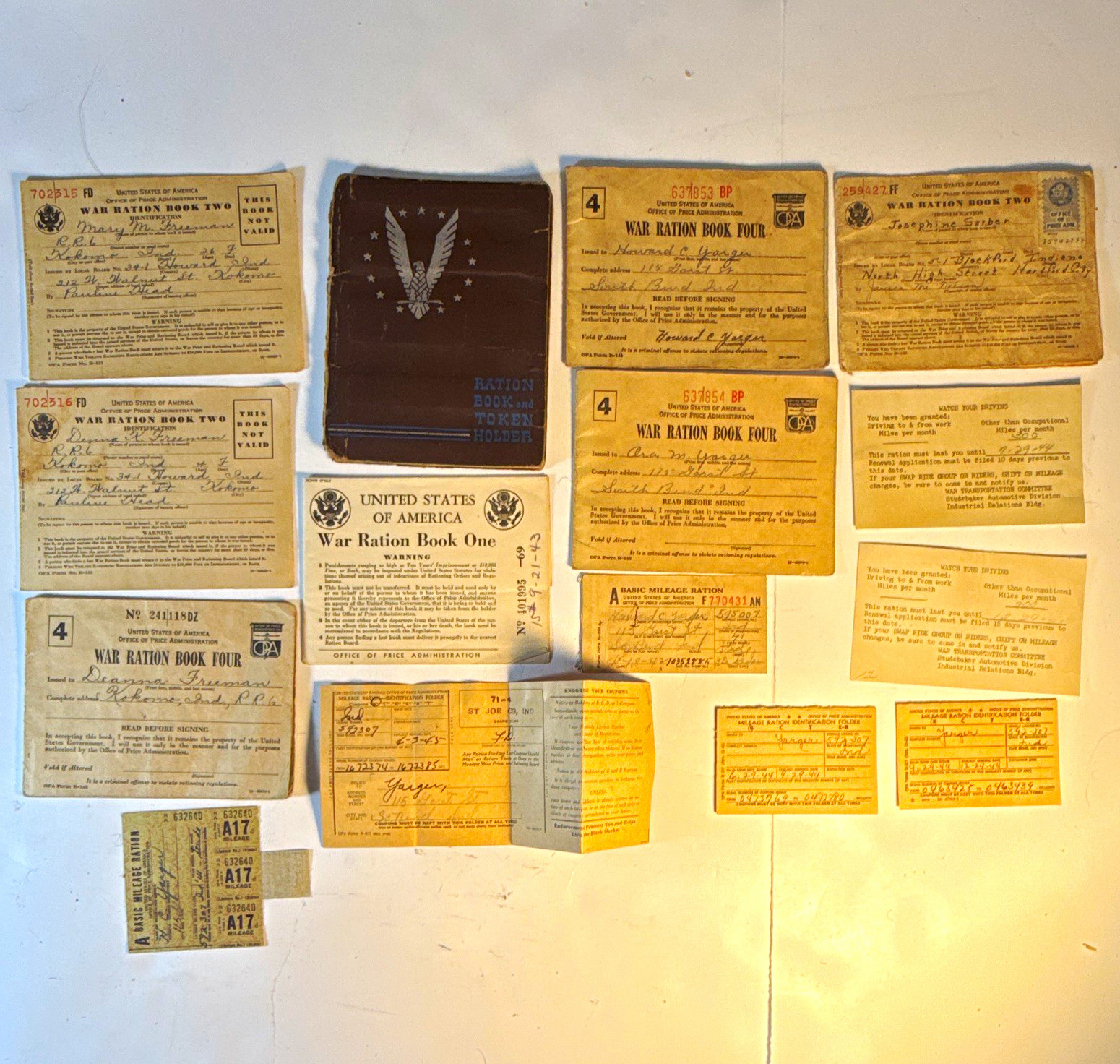 WWII War Ration Book Lot OPA Gas Mileage Studebaker Indiana Books 1 2 4 1940s WWII War Ration Book Lot OPA Gas Mileage Studebaker Indiana Books 1 2 4 1940s