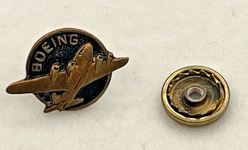 VTG 1930s Boeing 307 Stratoliner Employee Factory Lapel Pin WWII Era Screw Back