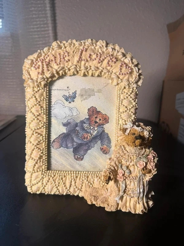 Vintage 1998 Boyds Bears Bailey True Love Wedding Photo Frame #27351