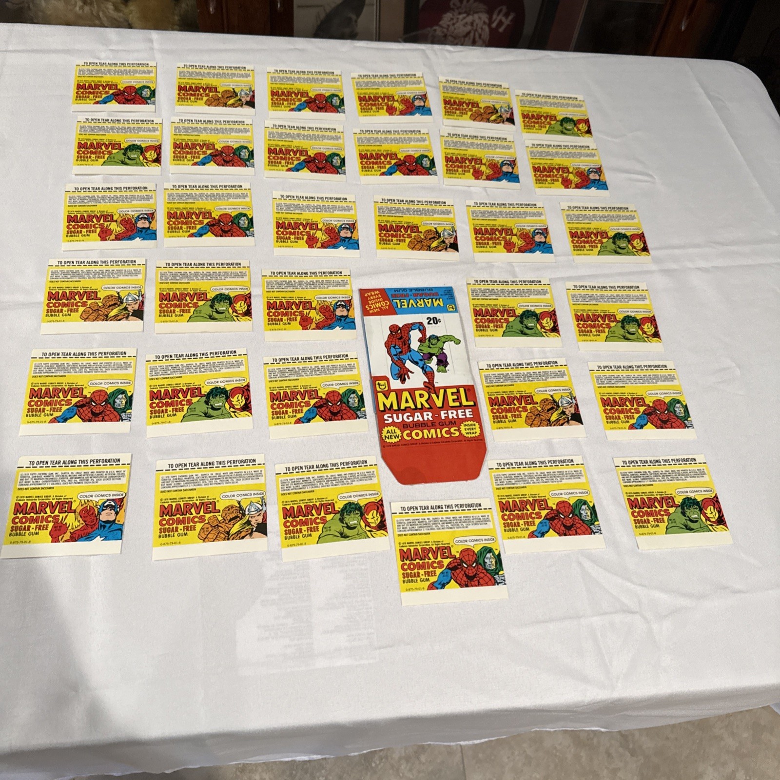 1978 Topps Marvel Comics Sugar Free Display Box With All 34 Comic Wrappers