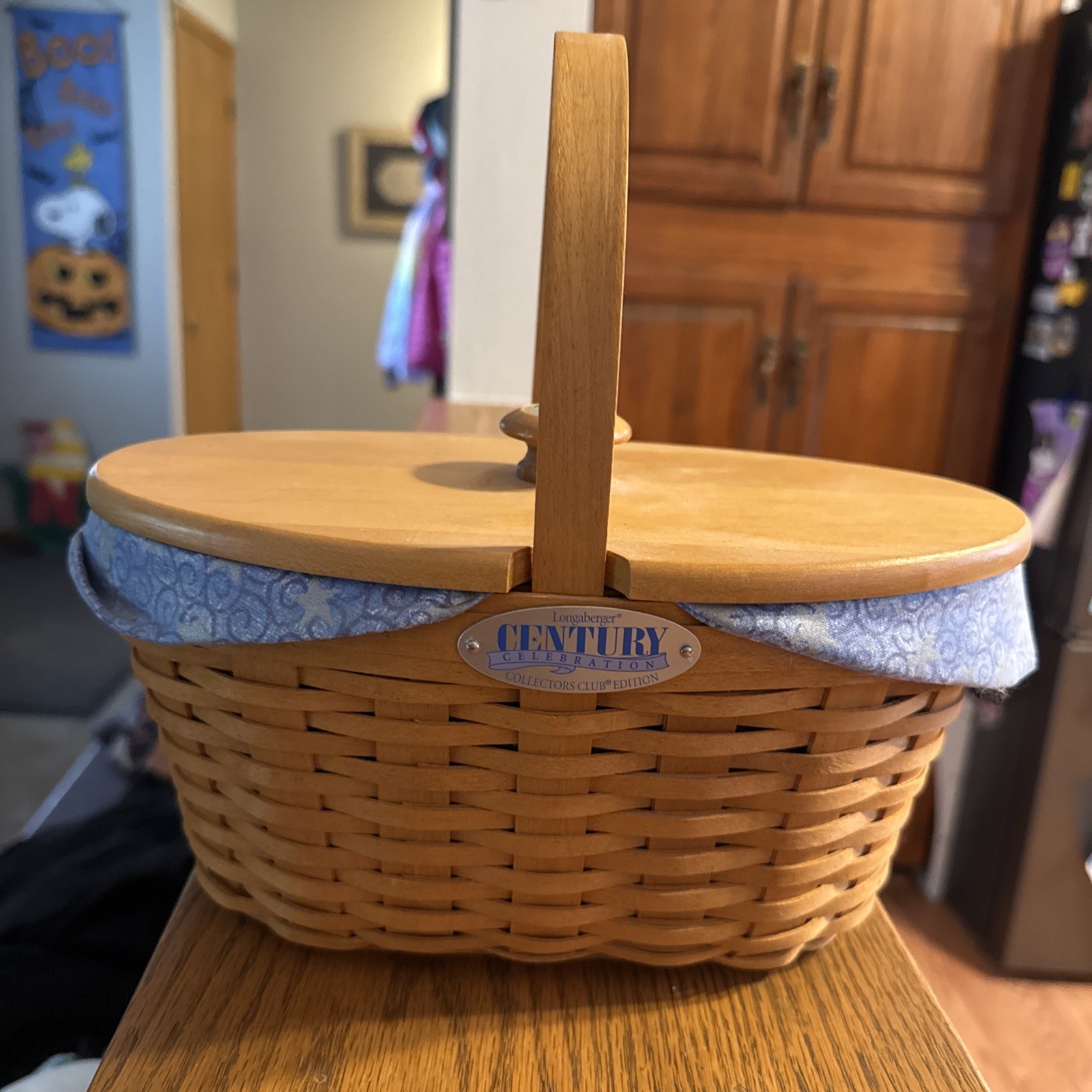 Longaberger 2000 Century Celebration Basket w/ Lid Liner Protector NWOB