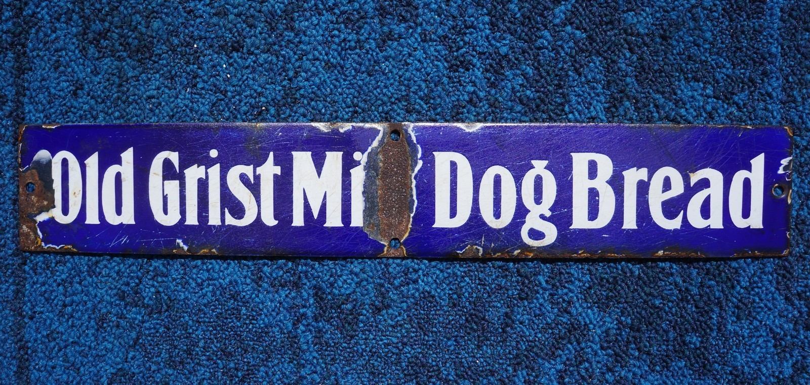 Vintage 1910s 1920s OLD GRIST MILL DOG BREAD Porcelain Sign Vintage 1910s 1920s OLD GRIST MILL DOG BREAD Porcelain Sign