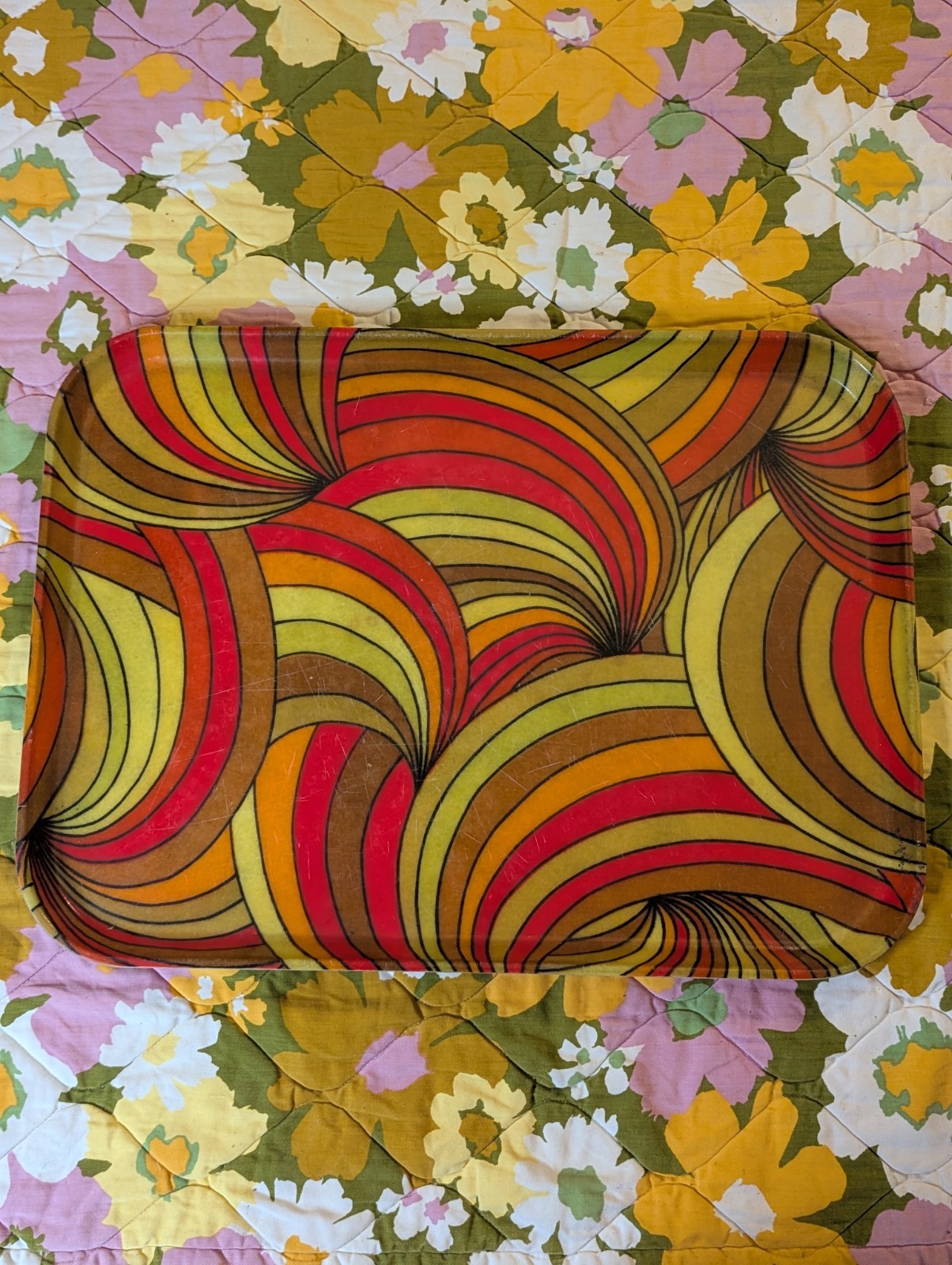 Silite psychedelic fiberglass tray Vintage MCM 1970s 70s VTG Groovy Collectible