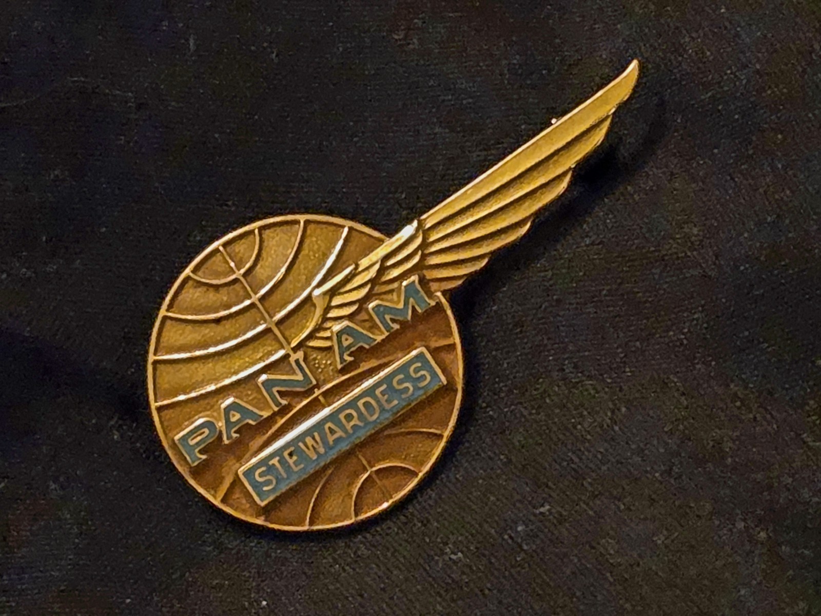 Vintage 1960s Pan Am Stewardess 10K Gold Wing Pin - LGB 10K NSF Balfour Genuine