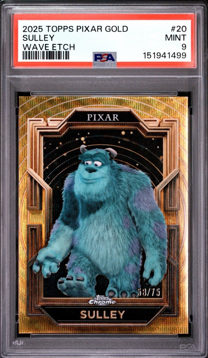 2025 SULLEY PSA 9 TOPPS DISNEY PIXAR GOLD WAVE ETCH MONSTERS INC. #\'d /75